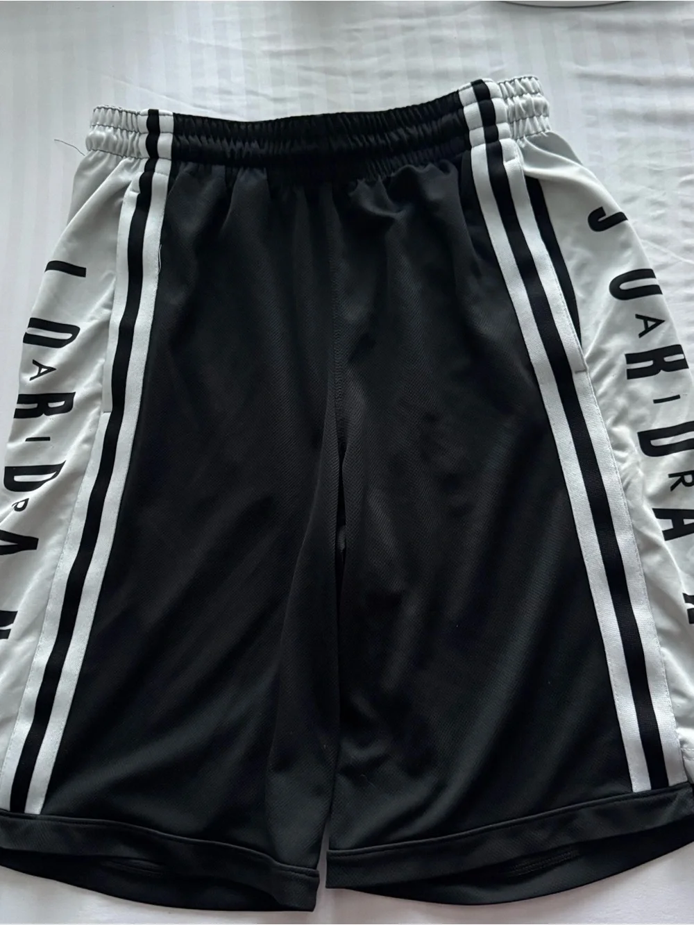 Jordan Black and White Center Logo Athletic Shorts